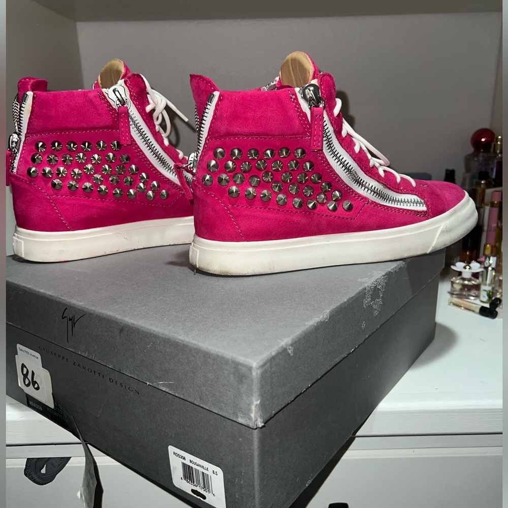 Giuseppe Zanotti Shoes High Top Sneakers Studs Barbiecore Pink Size 38/5 8.5 W